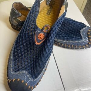 Olukai Navy Blue Mesh Slip-On Loafers